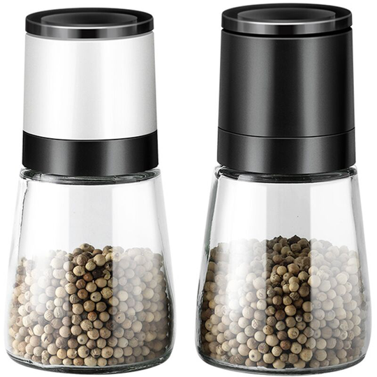 Fvbjd - Deluxe Salt and Pepper Grinder Set of 2, Refillable, With Adjustable Coarseness black+white