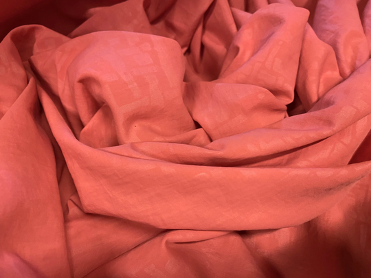 Woven Powder Touch Dress Fabric, Per Metre - Coral Geometric Print