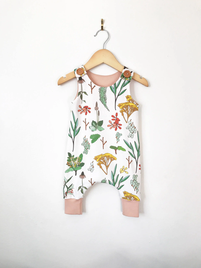 Floral Baby Romper // Toddler Outfit Girls Overalls Button Shoulder Jumpsuit Girl Clothes Organic