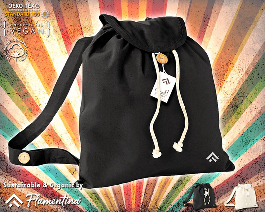 Organic Cotton Festival Backpack Reusable Travel Shoulder Bag Sack Rucksack Party Nature Beach Luggage
