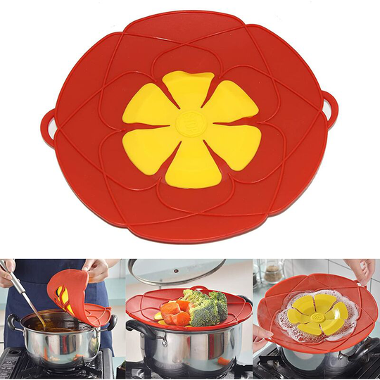 Silicone Spill Stopper,BR-Vie Silicone Pan Lid Cover, Pot Cover, Spill Stopper Silicone Pot Lid for Pans and Pots Boiling Kitchen Over Safeguard,