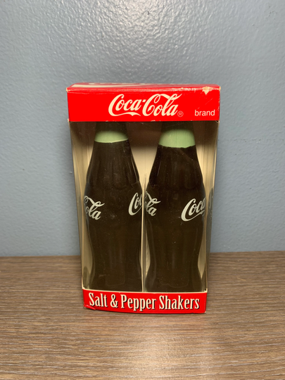Vintage 1996 Ceramic Coca-Cola Bottles Salt & Pepper Shakers New in Box
