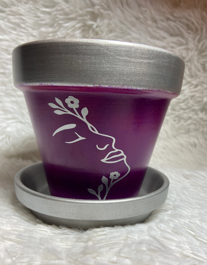 Hand Painted 4 Inch Terracotta Pot For Plants