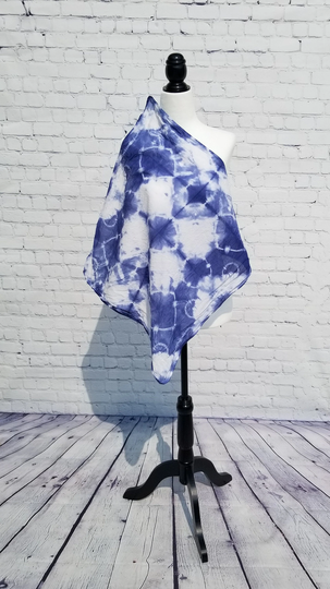 Hand Dyed Organic Cotton Shibori Indigo & White Bandana
