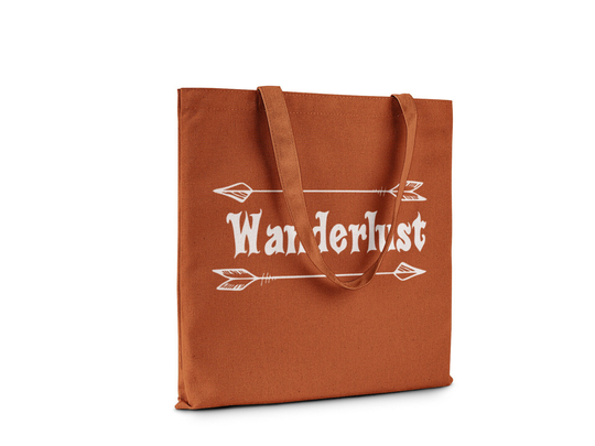 Wanderlust || Organic Cotton Shoulder Tote Bag