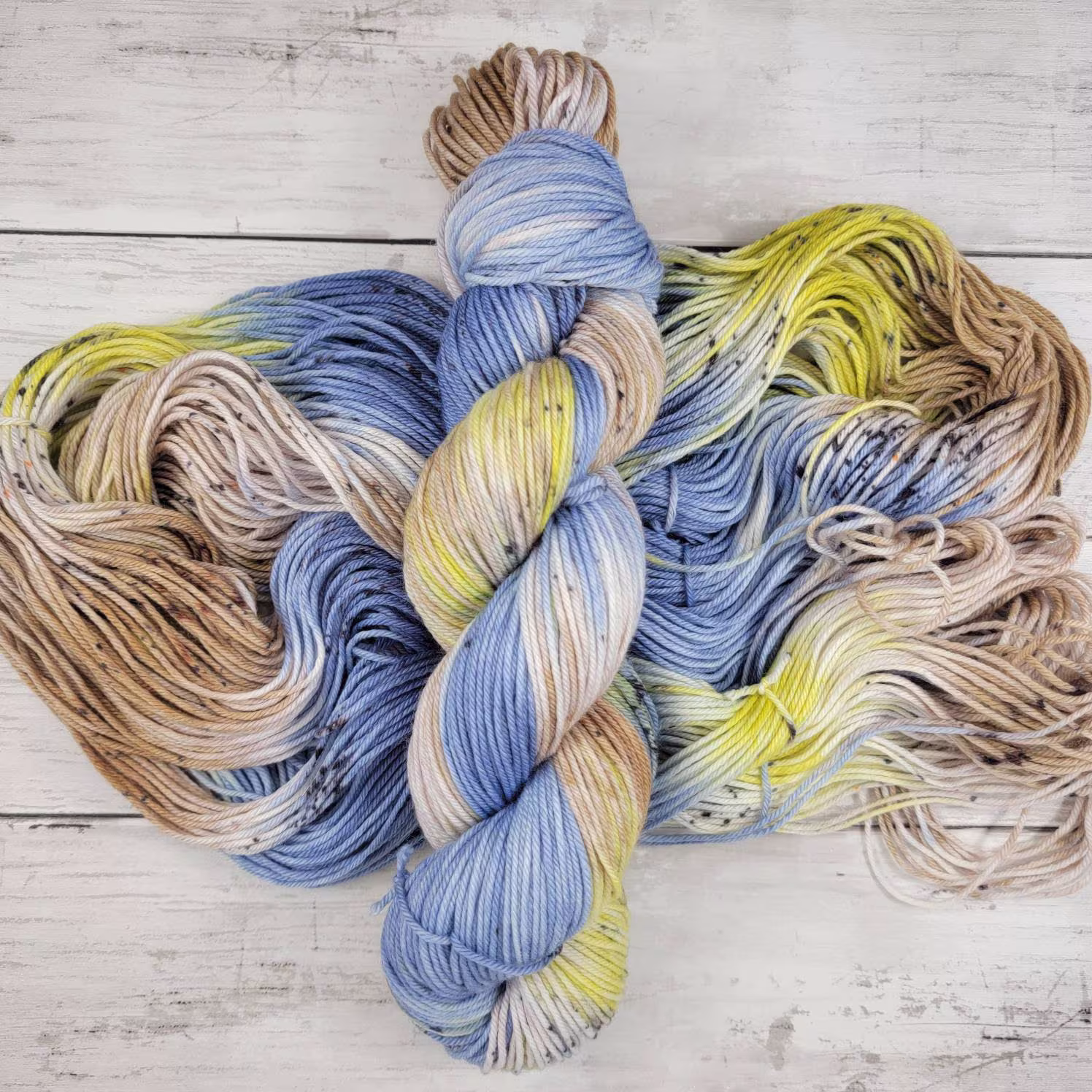 Raven Blueberry Matcha, Hand Dyed Yarn, Dk Weight, Speckle Superwash Merino Wool
