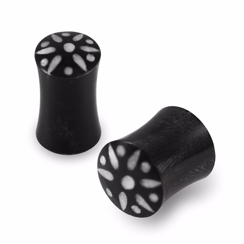 Dotted Flower Horn Plug - Organic Gauges - Saddle Ear Plugs & Tunnels | 3mm-6mm Sizes