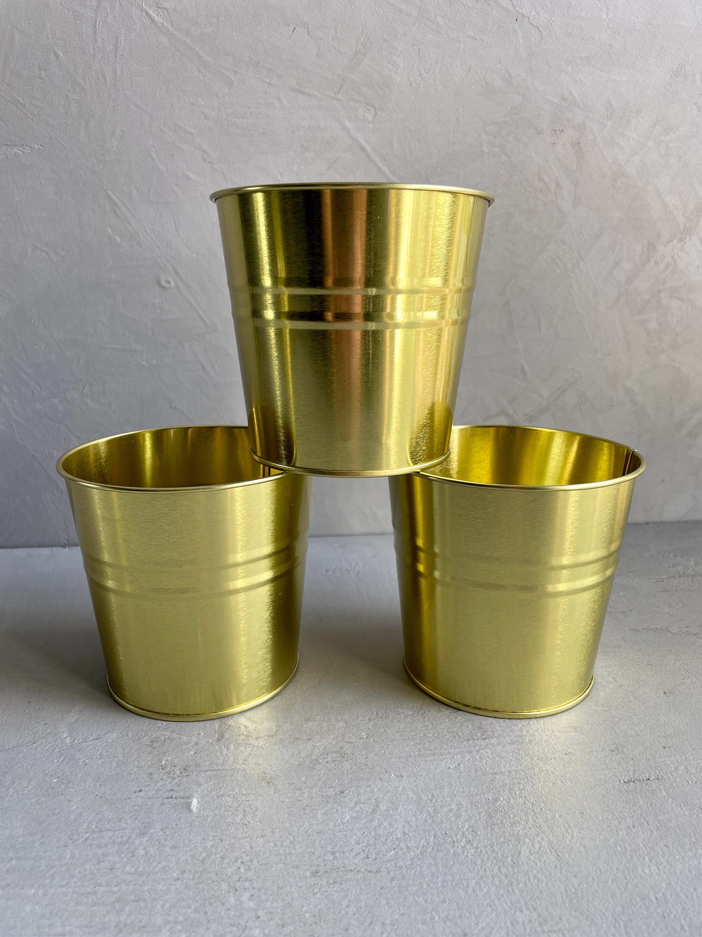 Brushed Gold Pots | Simple Design Without Drainage Hole Metal Pot Planter Projects & Crafts Cover
