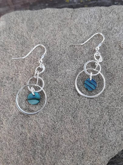 925 Sterling Silver Abalone Hoop Earrings