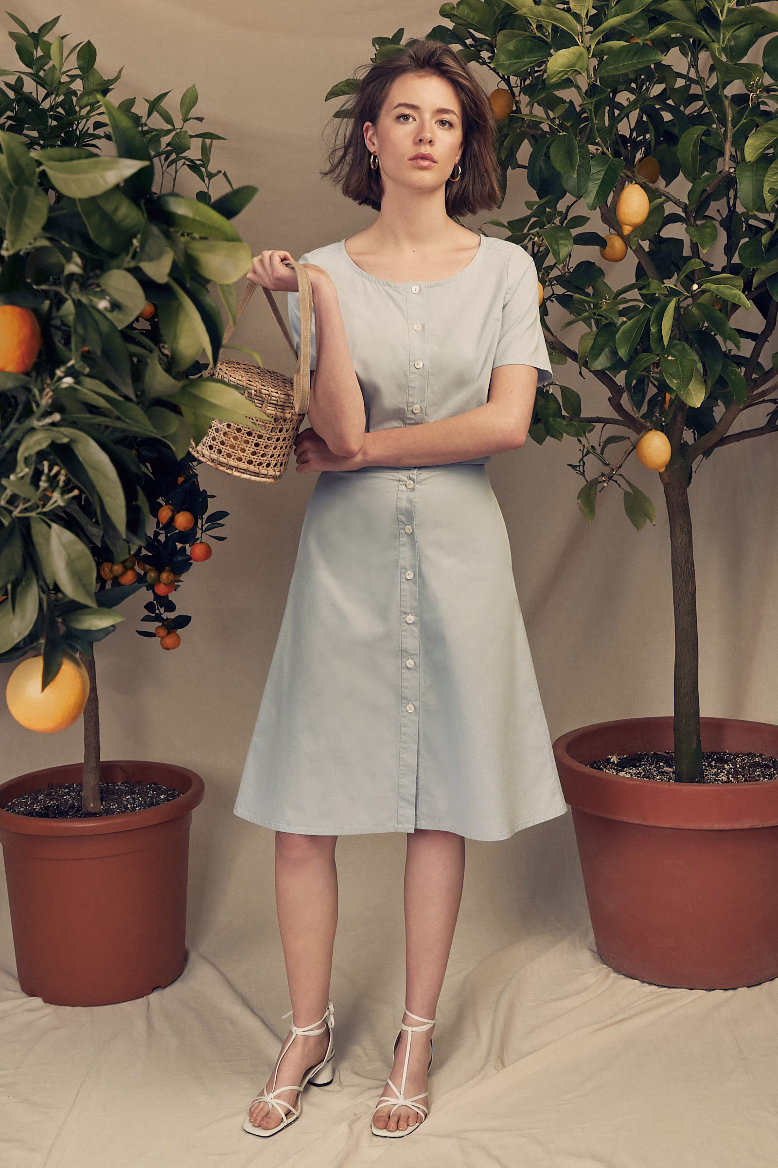 Button-Down Skirt Made Of Organic Cotton/Retro French Twist Fair & Sustainable Manufactured