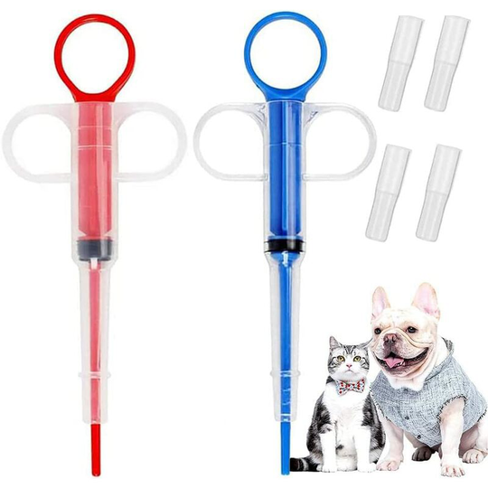 Sun Flowergb - 2 pcs Pet Medicine Dispenser, Pet Dog Cat Pill Syringe Pill Feeder, Reusable Silicone Medicine Feeders Syringe Pill Pusher Syringe for