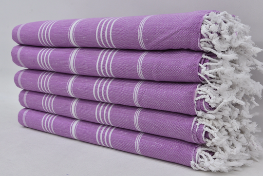 Bachelor Party Towel, Organic Cotton Peshtemal Turkish Bath 36x66 Inches Damson Striped D-15