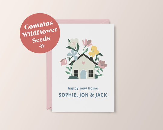 Personalised New Home Seed Card // Wildflower Seeds A6 Greeting Card With Seed Packet Bee Friendly Handmade Floral