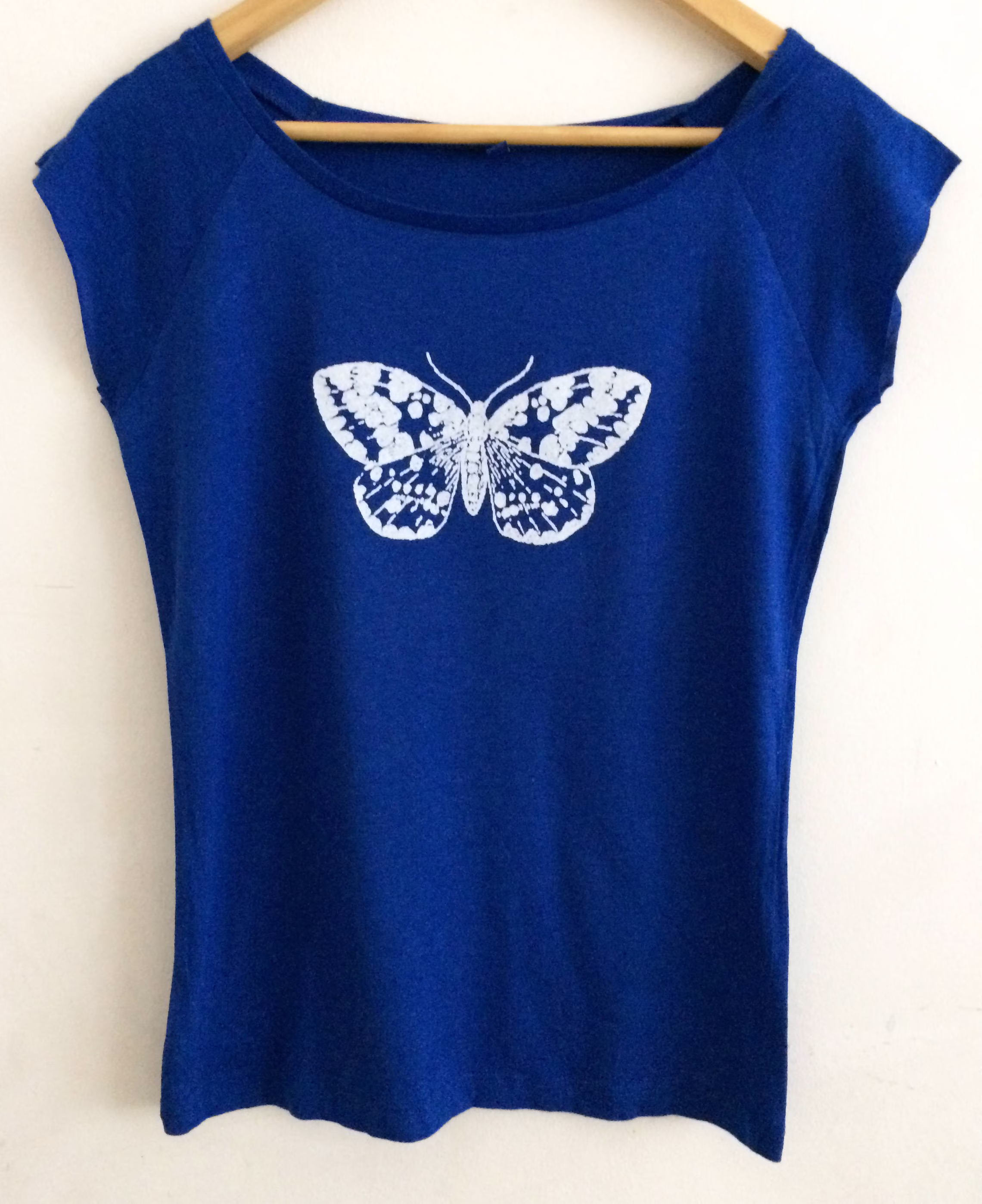 Moth Womens Bamboo Viscose & Organic Cotton Blue White T Shirt