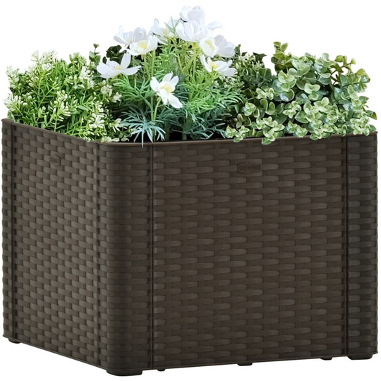 Garden Raised Bed with Self Watering System Mocha 43x43x33 cm