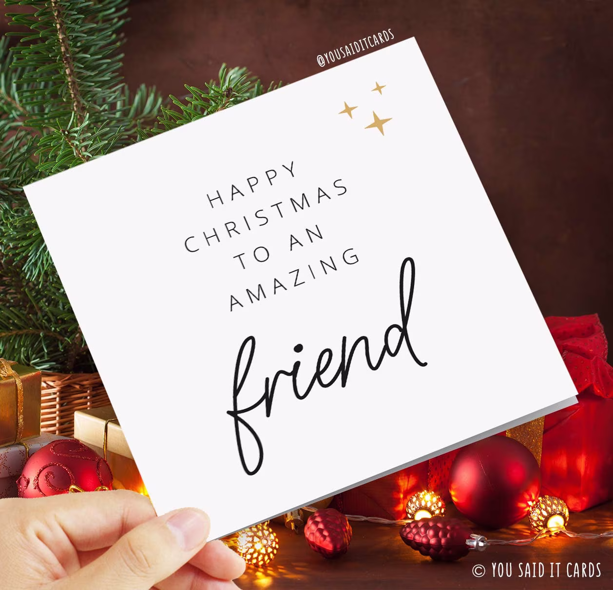 Happy Christmas To An Amazing Friend - Card For Xmas Festive Greeting Cards Seasonal Friendship