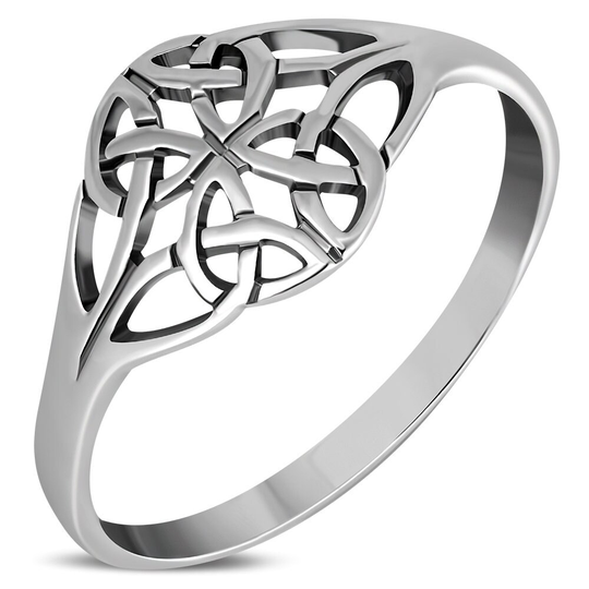 Celtic Knot Ring- Dainty Horizontal Four Seasons - Design Scotland Scottish Jewellery Edinburgh Hallmarked 925 Sterling Silver