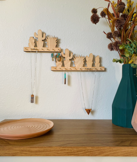 Cactus Necklace Hangers, Jewelry Display Set, Organizer, Wood Hanger, Stand, Gift Ideas