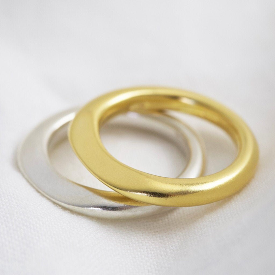 sterling Silver Organic Shape Ring - Gold