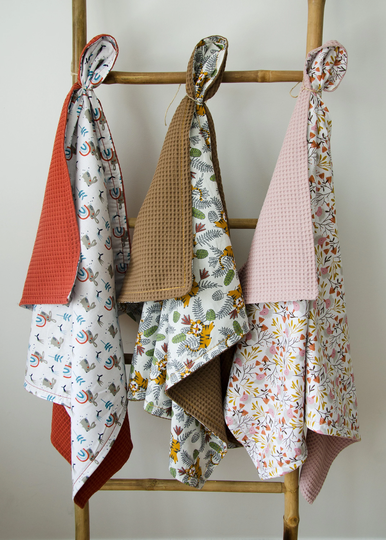 Organic Baby Blanket, Waffle Pique Animal Cuddly Christmas Gift, Blanket