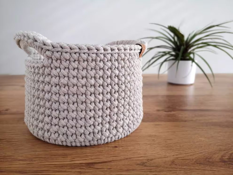 Crochet Basket With Handles, Bathroom Storage, Baby Room Organizer, Shower Gift