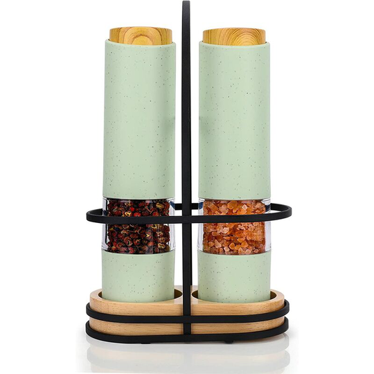 Electric Salt & Pepper Grinder Set, Battery Powered Automatic One-Hand Operated Gravity Pepper Grinder, Adjustable Coarseness Electronic Refillable