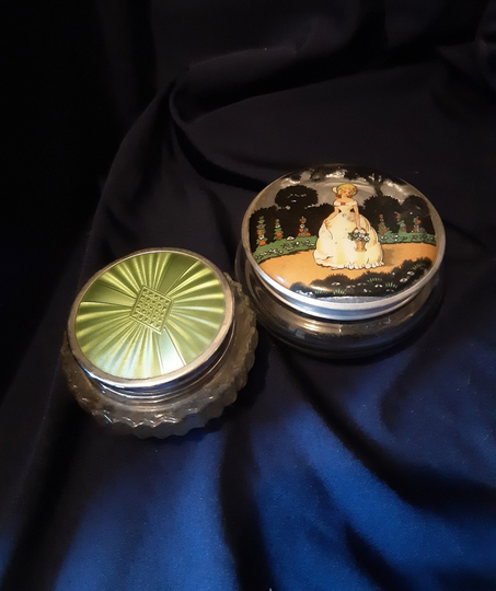 Vintage Powder Pots, Gwenda Pot, Regent Cosmetic Dressing Table, Trinket Crinoline Lady, Foil Decoration, Gift