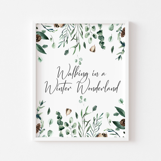 Walking in A Winter Wonderland Winter Foliage Seasonal Watercolour Unframed Print|Christmas Prints|Seasonal Decor|xmas Cards