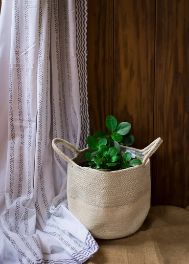 Woven Storage Baskets - Fabric Cotton Natural Basket Offwhite Baskets-Handmade Baskets-Planters