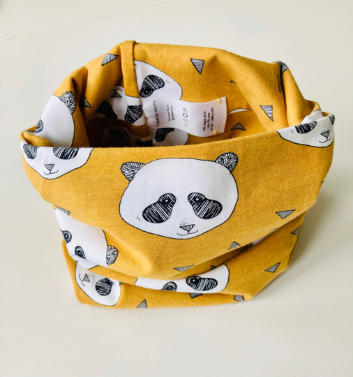 Organic Cotton/Yellow Snood/Panda/Organic Cotton /Toddler Snood/Children's Neck Warmer/Snood/Christmas Gift For Kids/2-11 Years