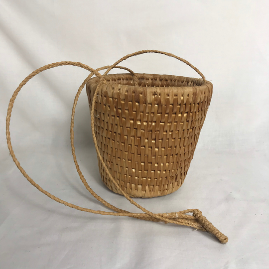 Vintage Plant Hanger. Planter. Hanging Basket. Woven Raffia. Boho. Tiki. 1970S Vgc