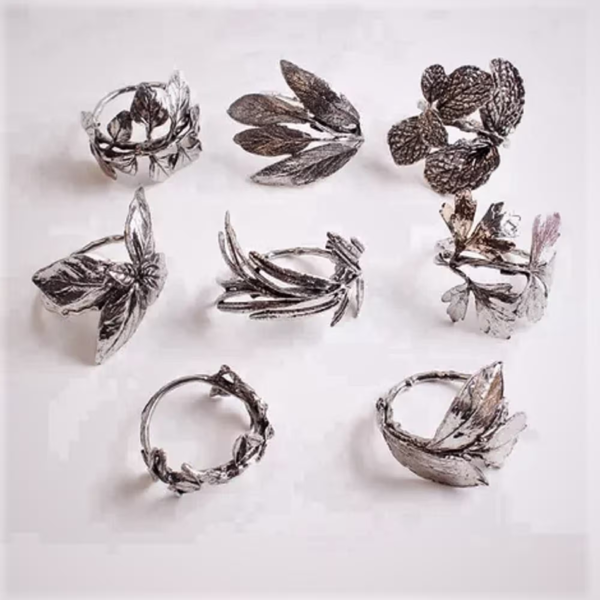 Herb Napkin Ring Set Of 8 For All Occasions New Year's Christmas Leaf - Ideas Gift For Loved One