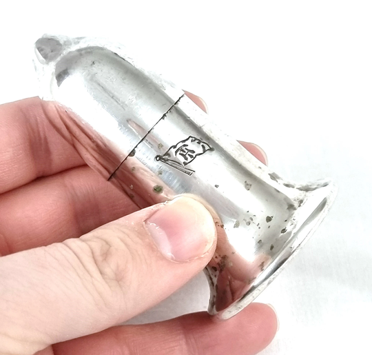Nautical Memorabilia, Vintage Salt Shaker, Pot, Distressed Look, Worn Silver Plate, Maritime Badge, Th Monogram, Elkington Tableware