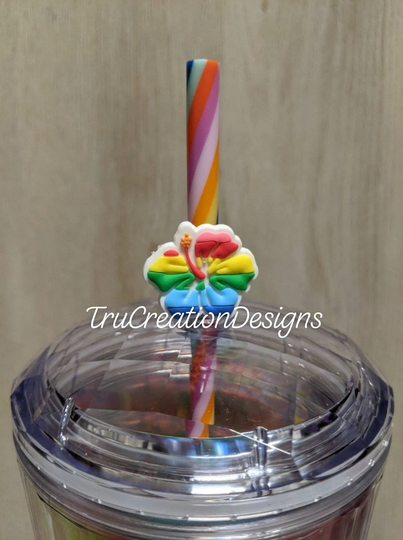 Rainbow Flower Straw Topper, Charm, Toppers, Pride
