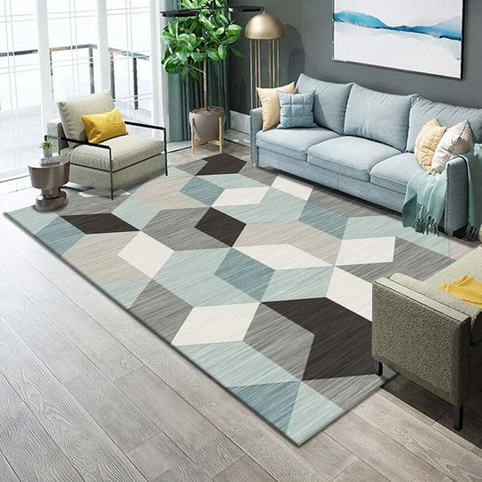 Briday - Geometric Line Pattern Rugs Waterproof Non-slip Floor Mats Living Room Coffee Table Rugs Simple Office Hotel Rugs Four Seasons General , 120
