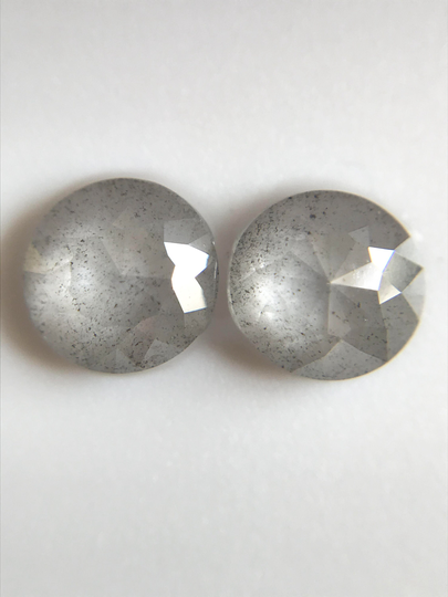 1.26Ct Salt & Pepper Diamond Pair Grey Round Rose Cut