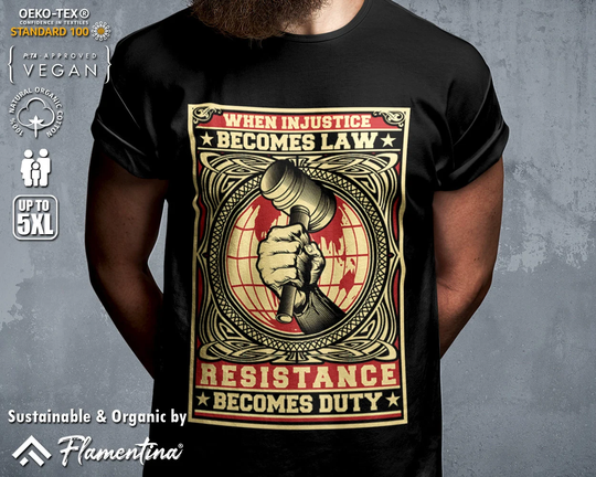 Injustice Law Resistance Organic Cotton T-Shirt Illuminati Conspiracy World Order Judge P643 | Mens, Womens & Kids Sizes