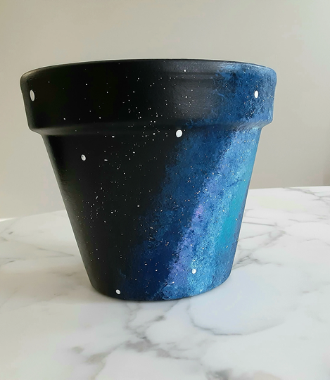 Galaxy Flowerpot-6-Inch, Plant Pots, Space Planters, Hand Painted Space Pot, Terracotta Gifts, Universe, Earth Gifts