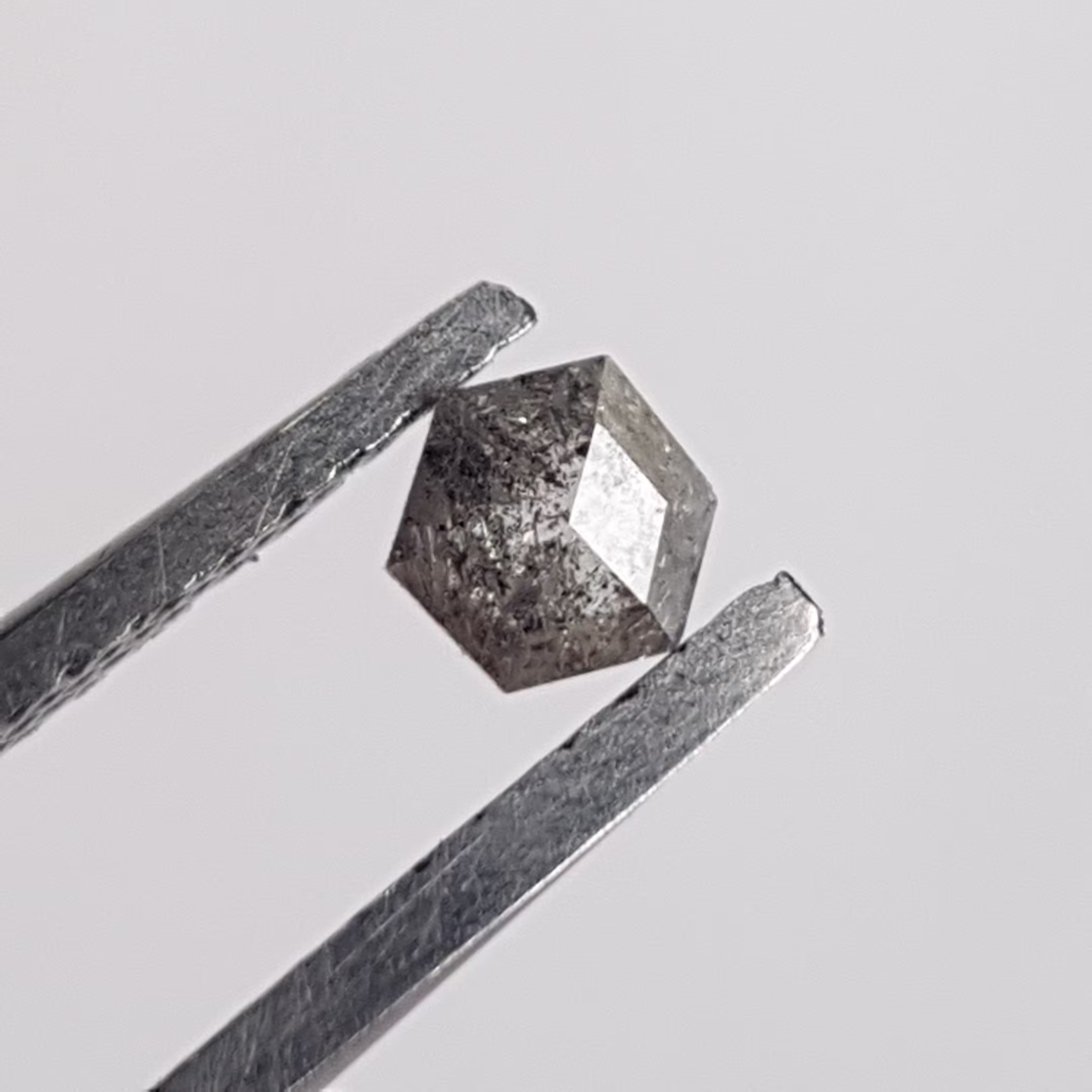 0.28Ctw/4.1mm Clear Black/Grey Hexagon Shield Shape Salt & Pepper Rose Cut Diamond, Faceted Loose Diamond For Ring, Dds734/6