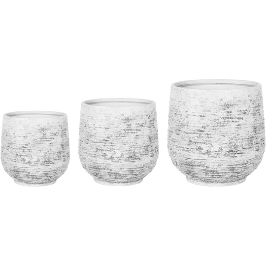 Beliani - Set of 3 Modern Round Garden Plant Pots Fibre Clay Outdoor Planters Grey Dioni - Grey
