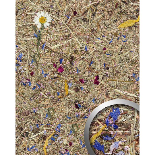 Wallface - Design panelling nature decor AL-11005 alpine potpourri textured wall panel with natural raw alpine flowers and herbs matt self-adhesive