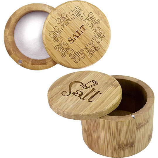 Salt Container With Lid, Salt Shaker, Cumin and Pepper Bowl with Magnetic Swivel Lid(2 pcs) Bottled logo + pattern