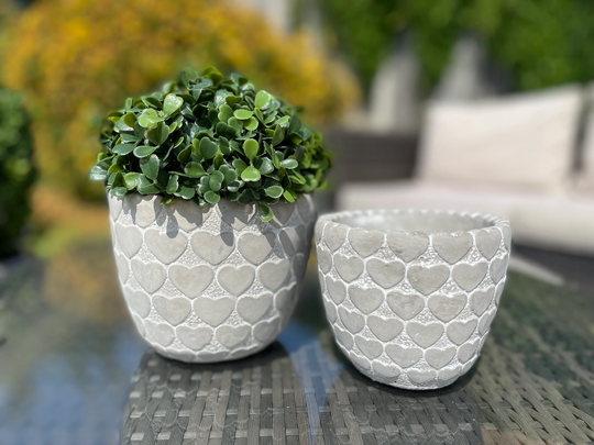 Whitewashed Cement Heart Plant Pots | Available in Small & Large