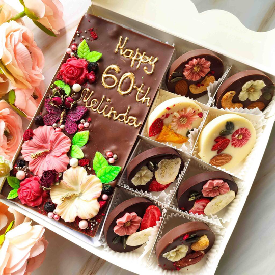 Vegan Personalised Chocolate Hibiscus Flower Gift Box