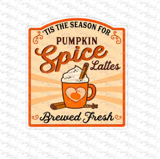sticker 41D Tis The Season For Pumpkin Spice Latte Christmas Tumbler Label Vinyl Decal Printed White Clear Transparent Glitter