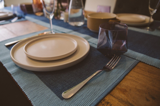 Luxury Organic Cotton Handmade Placemats Blue