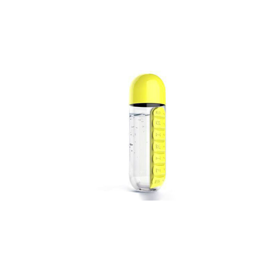 Water Bottle with Pill Holder, Portable Inserted Pill Case Bottle yellow - Muff