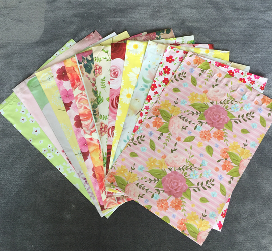 50 10x13 Assorted Flower Poly Mailers Butterflies Roses Dandelion Hibiscus Daisies Lilac Succulent Envelopes Shipping Bags