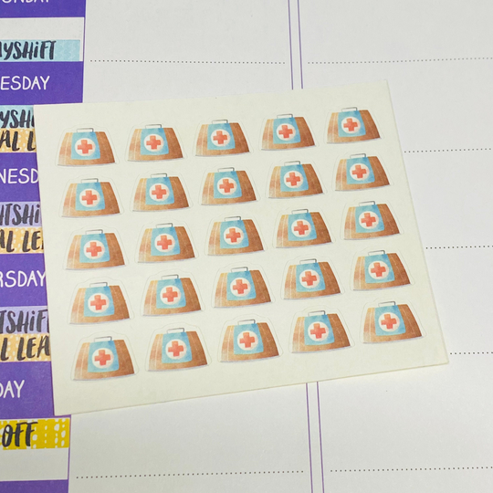 Planner Sticker Mini 1cm, 25 Pcs First Aid Kit | Medical Bag Doctor Hospital