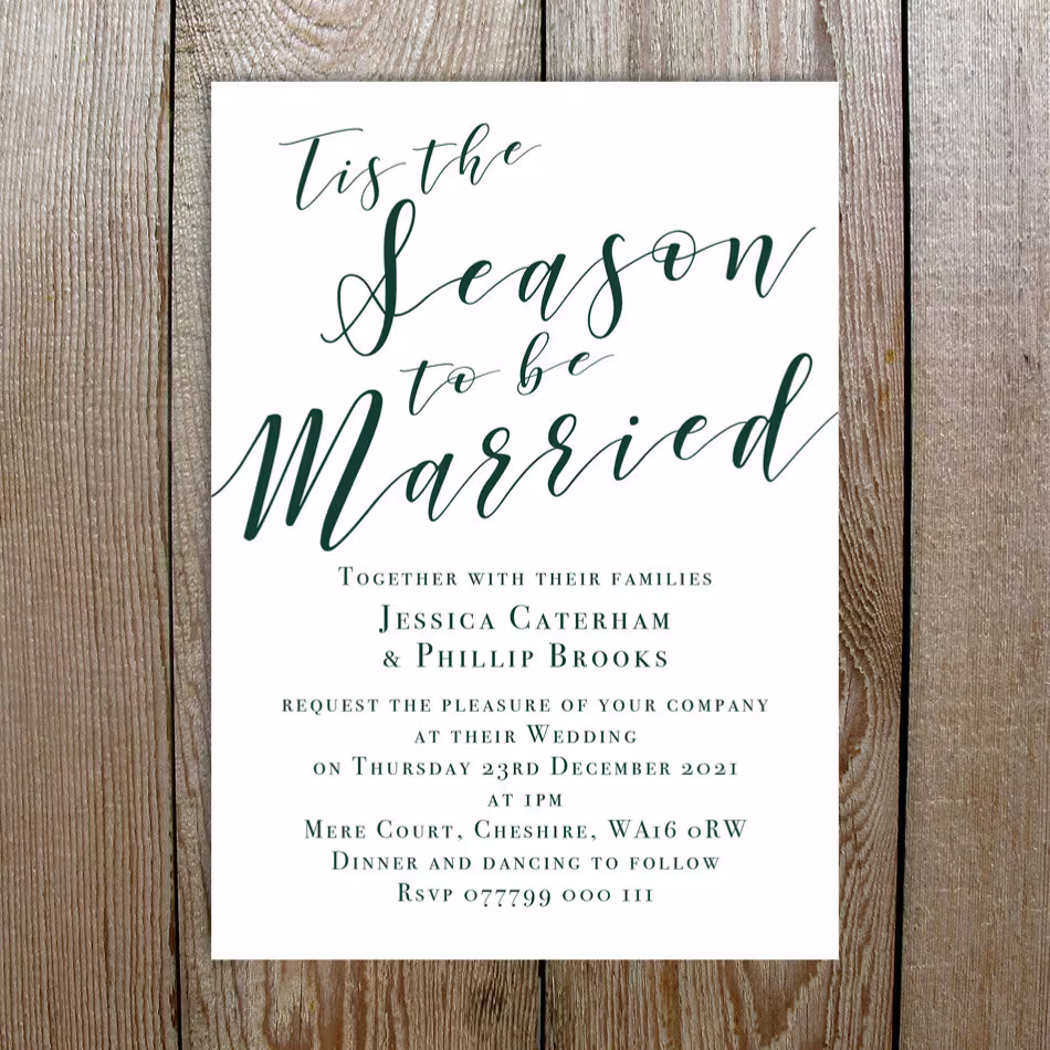 Festive Tis The Season Wedding Invitations